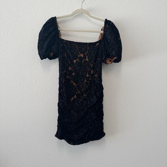 MAJORELLE Sparta Black Lace Puff Sleeve Mini Dress Size XS - Picture 3 of 7